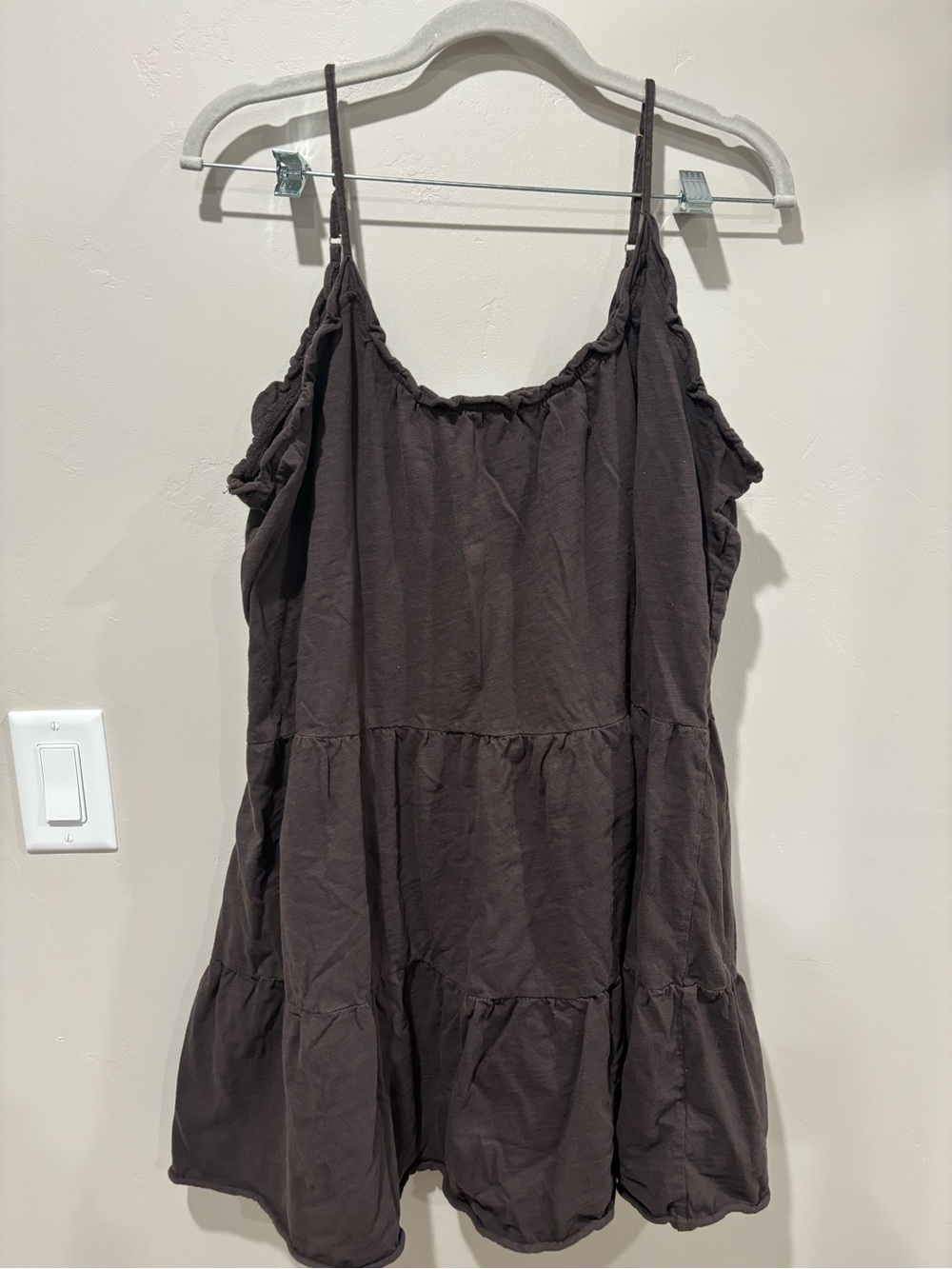 NATURAL LIFE Brown Tiered Spaghetti Strap Dress